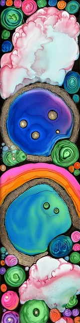 Free abstract bookmark featuring blue tones with an arch